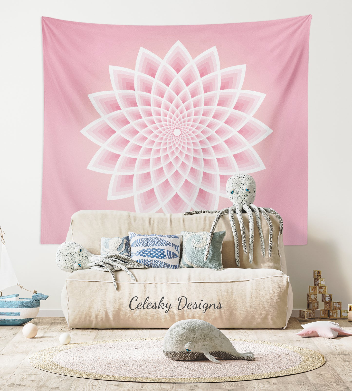 Pink Lotus Tapestry Sacred Geometry Wall Art Spiritual Tapestry Spiritual Tapestries Pink Tapestry Chakra Tapestry Lotus