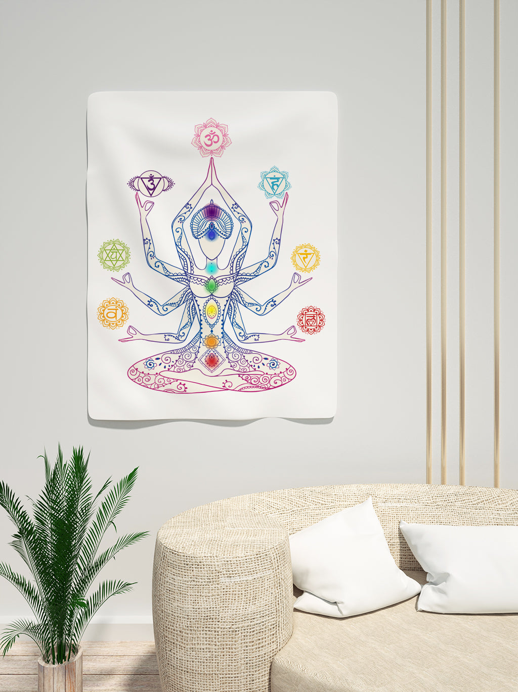 Chakra Meditation Tapestry Chakra Wall Hanging Chakras Tapestries Chakra Wall Decor Spiritual Wall Decor Chakra light blue Yoga Tapestry