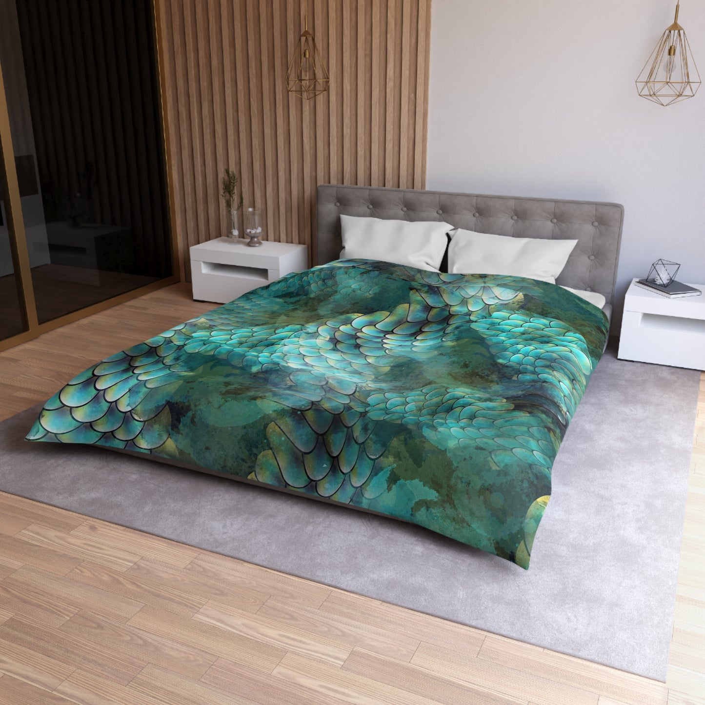 Mermaid Comforter or Duvet Cover aqua bedding ocean bedding teal comforter unique gifts mermaid duvet mermaid comforter scale bedroom