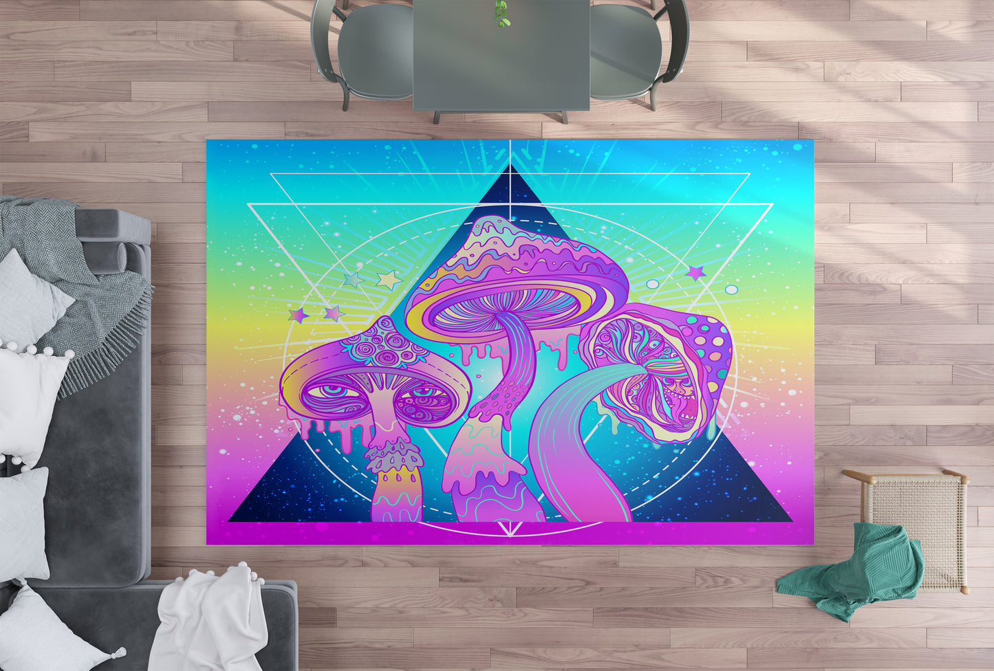 Magic Mushroom Area Rug psychedelic Rug psychadelic Rug trippy Floor Rug