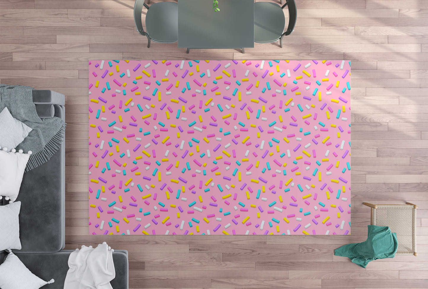 Pink Sprinkles Rug girly kids Rug 3x5 4x6 5x7 9x12 Large nursery rugs