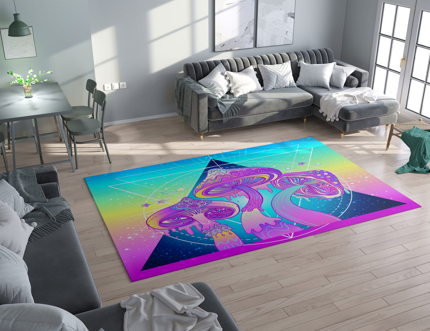Magic Mushroom Area Rug psychedelic Rug psychadelic Rug trippy Floor Rug