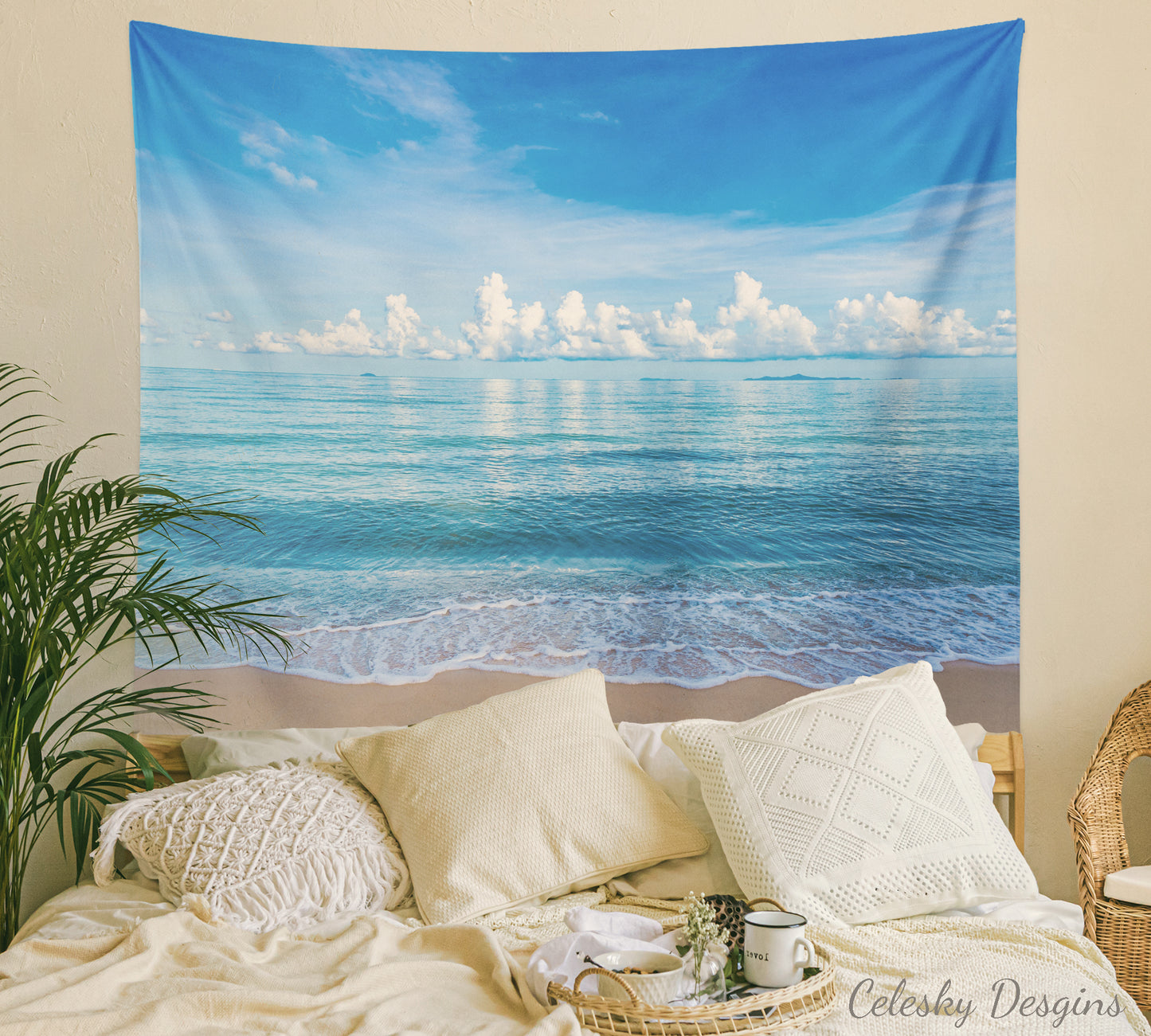 Ocean Tapestry Coastal Wall Hanging beach sand water Tapestries nautical Wall Decor