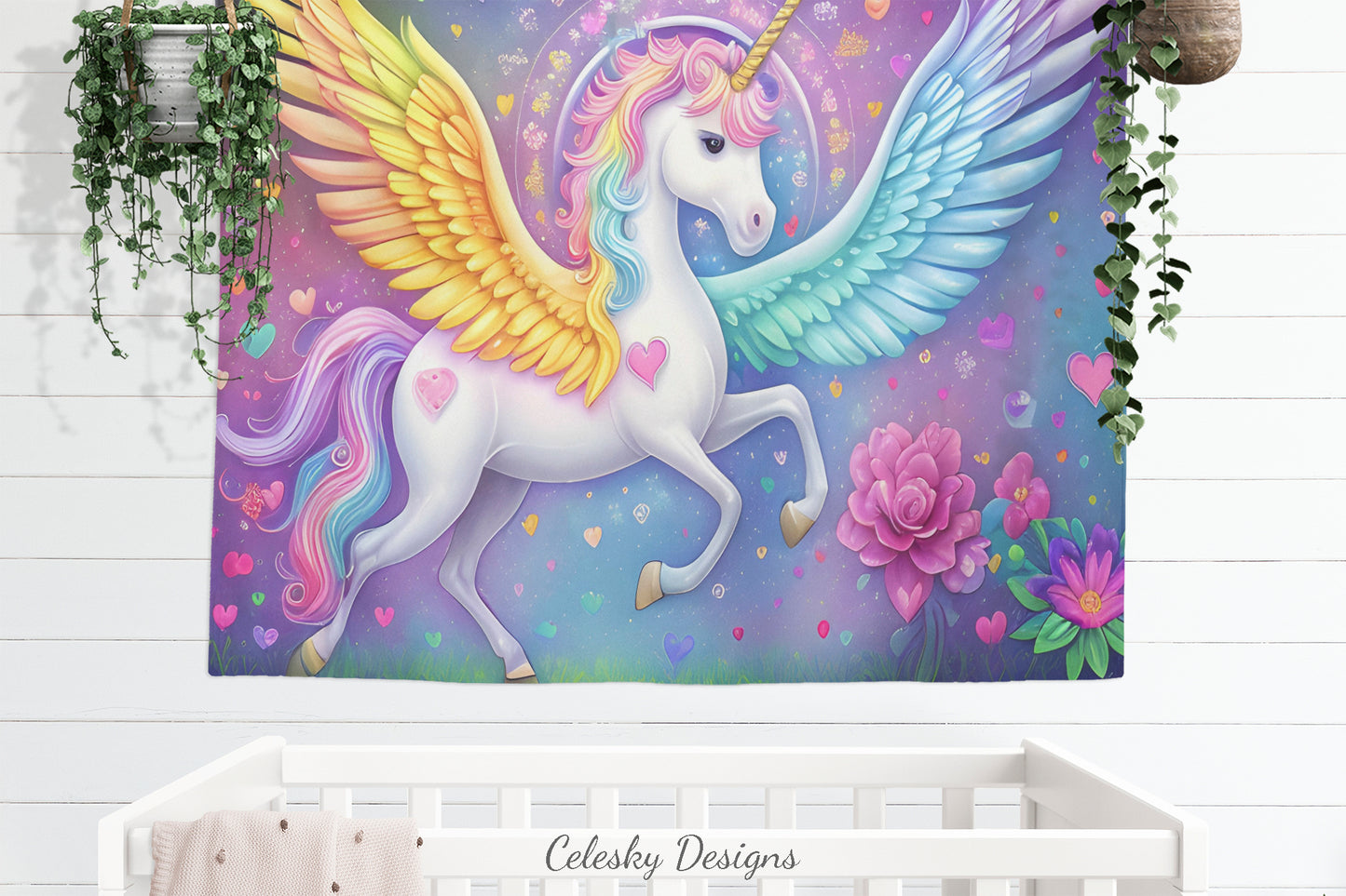 Unicorn Tapestry Unicorn hearts Wall Art Girly Tapestry Kids Tapestries Girls Tapestry Pink Unicorn Tapestry Rainbow Tapestry Unicorn Decor