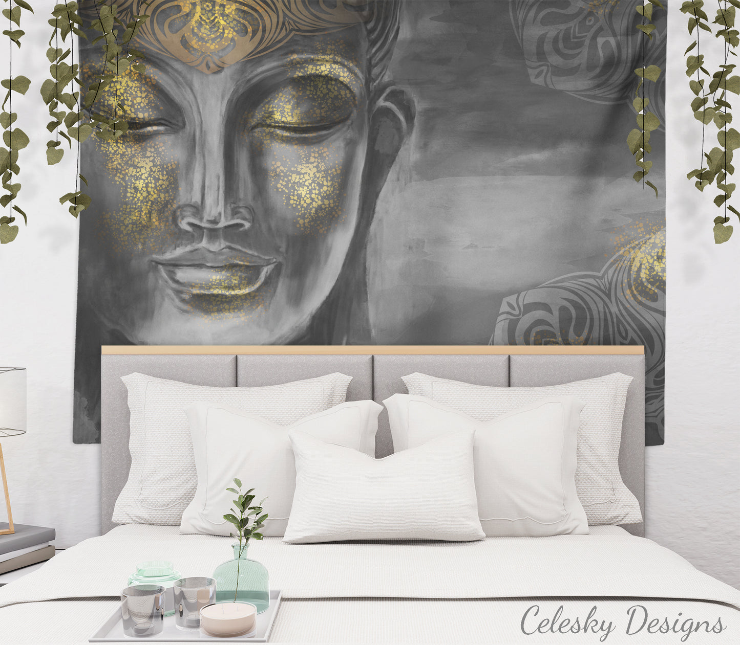 Buddha Gray Tapestry spiritual tapestry gray tapestries buddha tapestries buddhism tapestries grey tapestry buddha art spiritual art