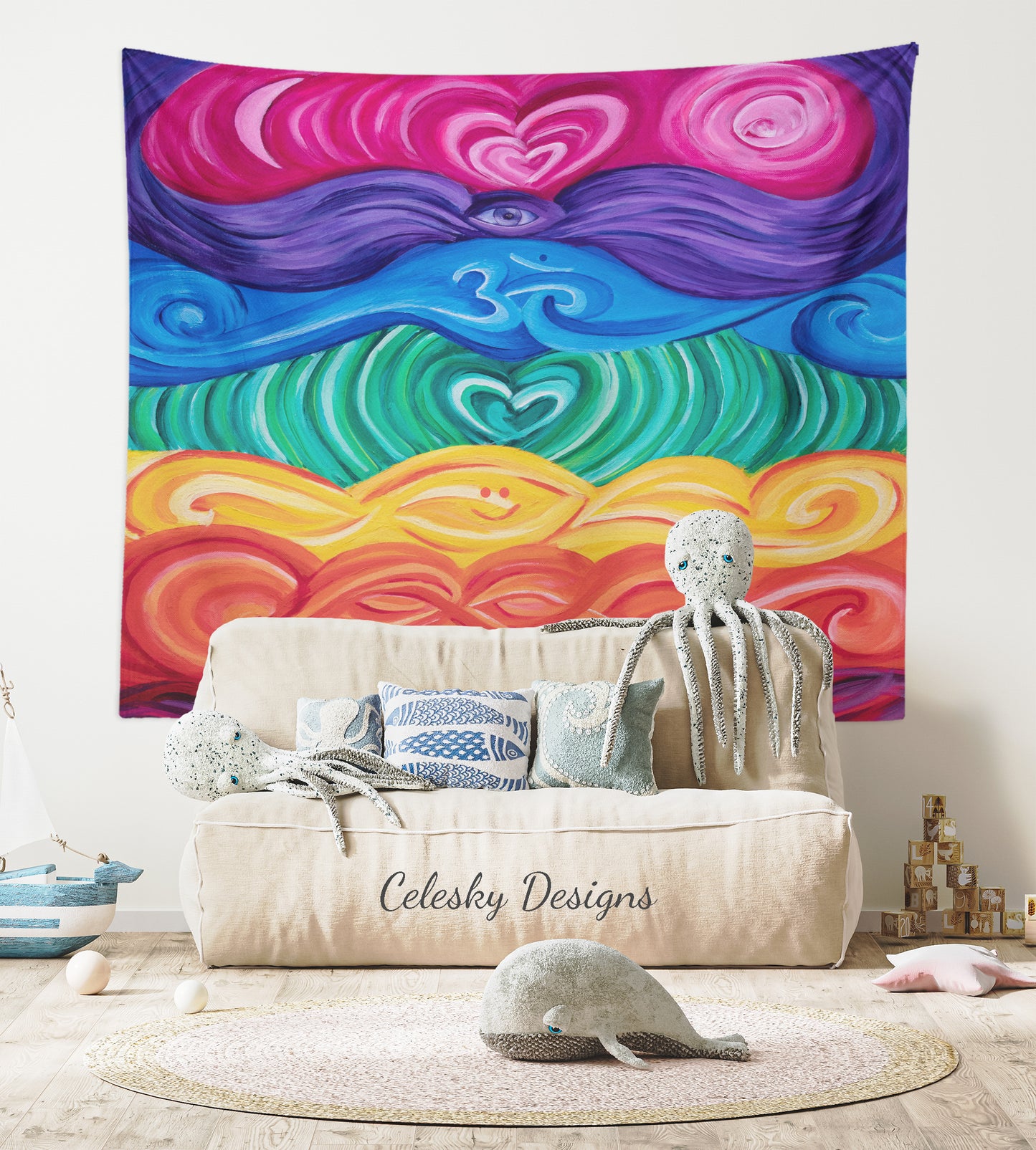 Chakra Tapestry Rainbow Tapestry Gay Spiritual Tapestries Yoga Tapestries Chakras Tapestry Artsy Unique Colorful Tapestry