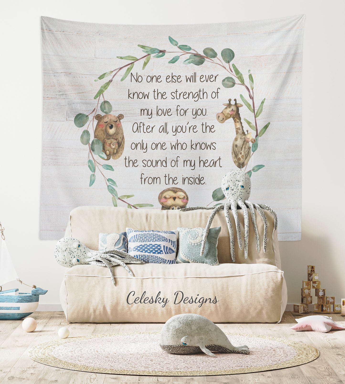 Moms Love Tapestry nursery tapestries heart beat wall hanging mom love art nursery decor baby tapestry baby wall art cute kids tapestry