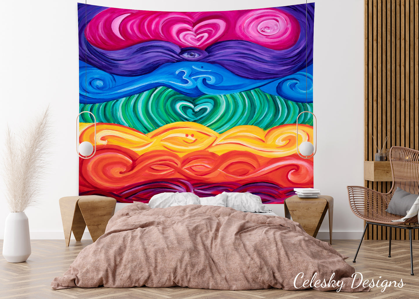 Chakra Tapestry Rainbow Tapestry Gay Spiritual Tapestries Yoga Tapestries Chakras Tapestry Artsy Unique Colorful Tapestry