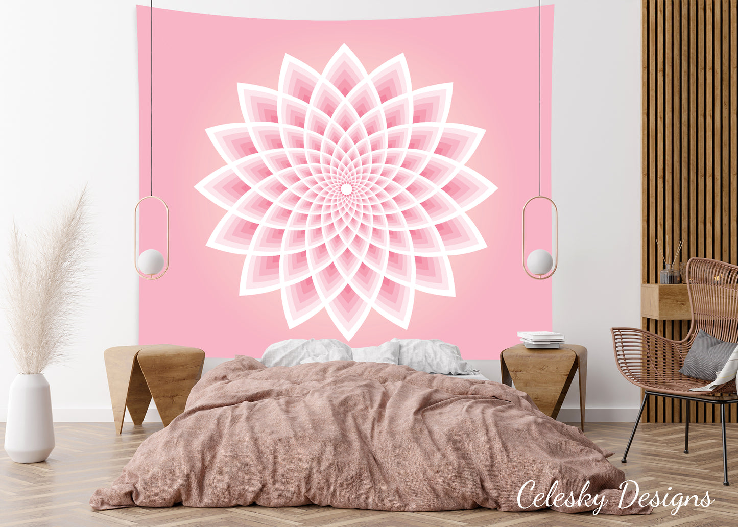 Pink Lotus Tapestry Sacred Geometry Wall Art Spiritual Tapestry Spiritual Tapestries Pink Tapestry Chakra Tapestry Lotus