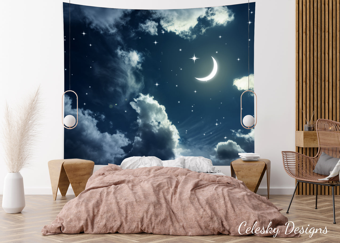 Nights Sky Tapestry Moon Wall Art Moon Tapestry Moon Tapestries Sky Tapestry Night Sky Tapestry Moon Art Clouds Tapestry