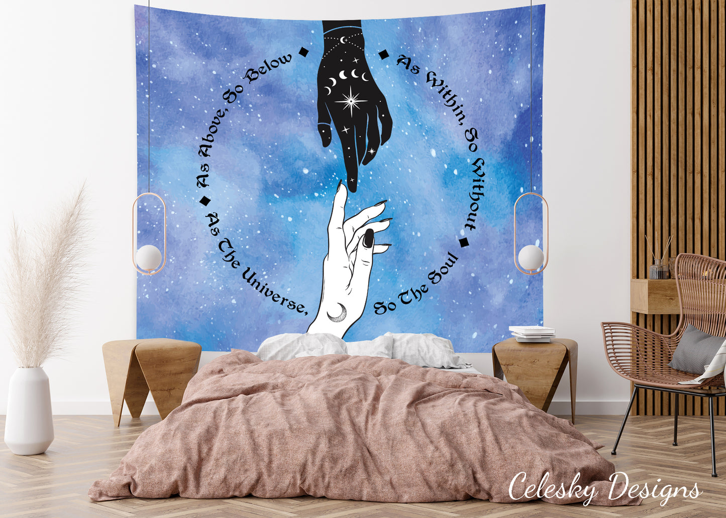 As Above So Below Tapestry hand of universe Wall Art Spiritual Tapestries Meditation Tapestry blue Tapestry