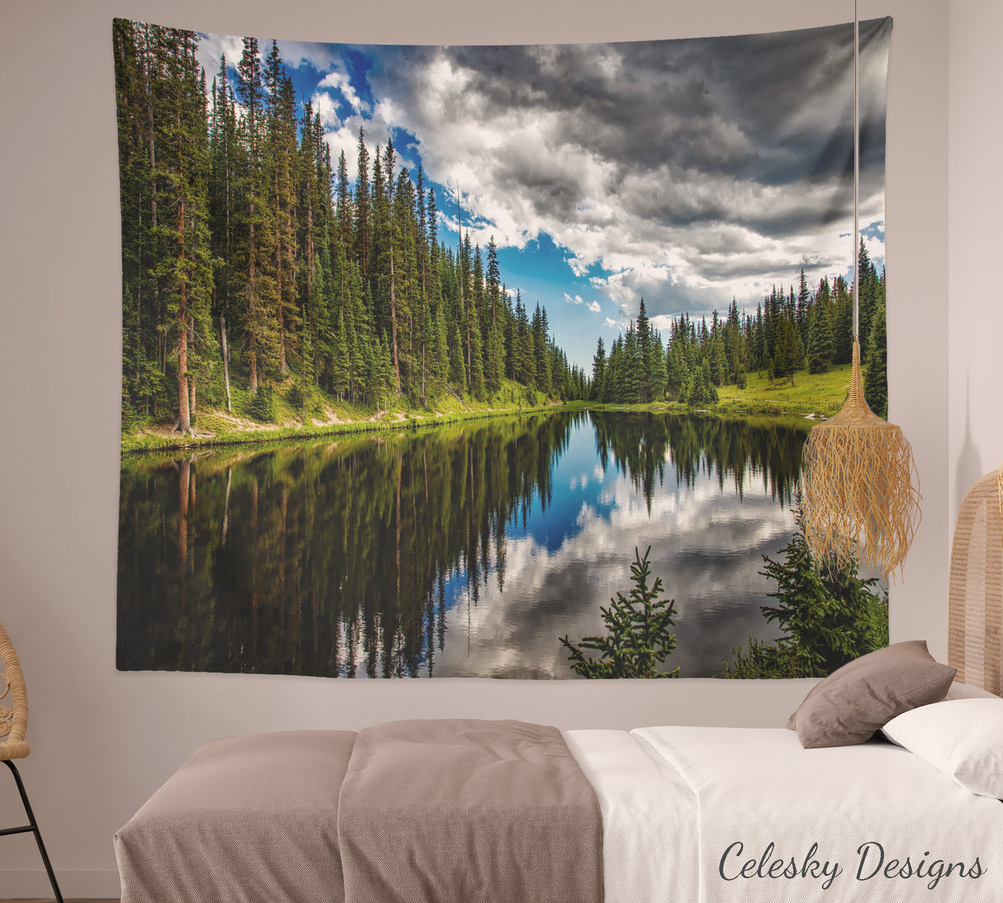 Lake in Mountains Tapestry nature tapestries