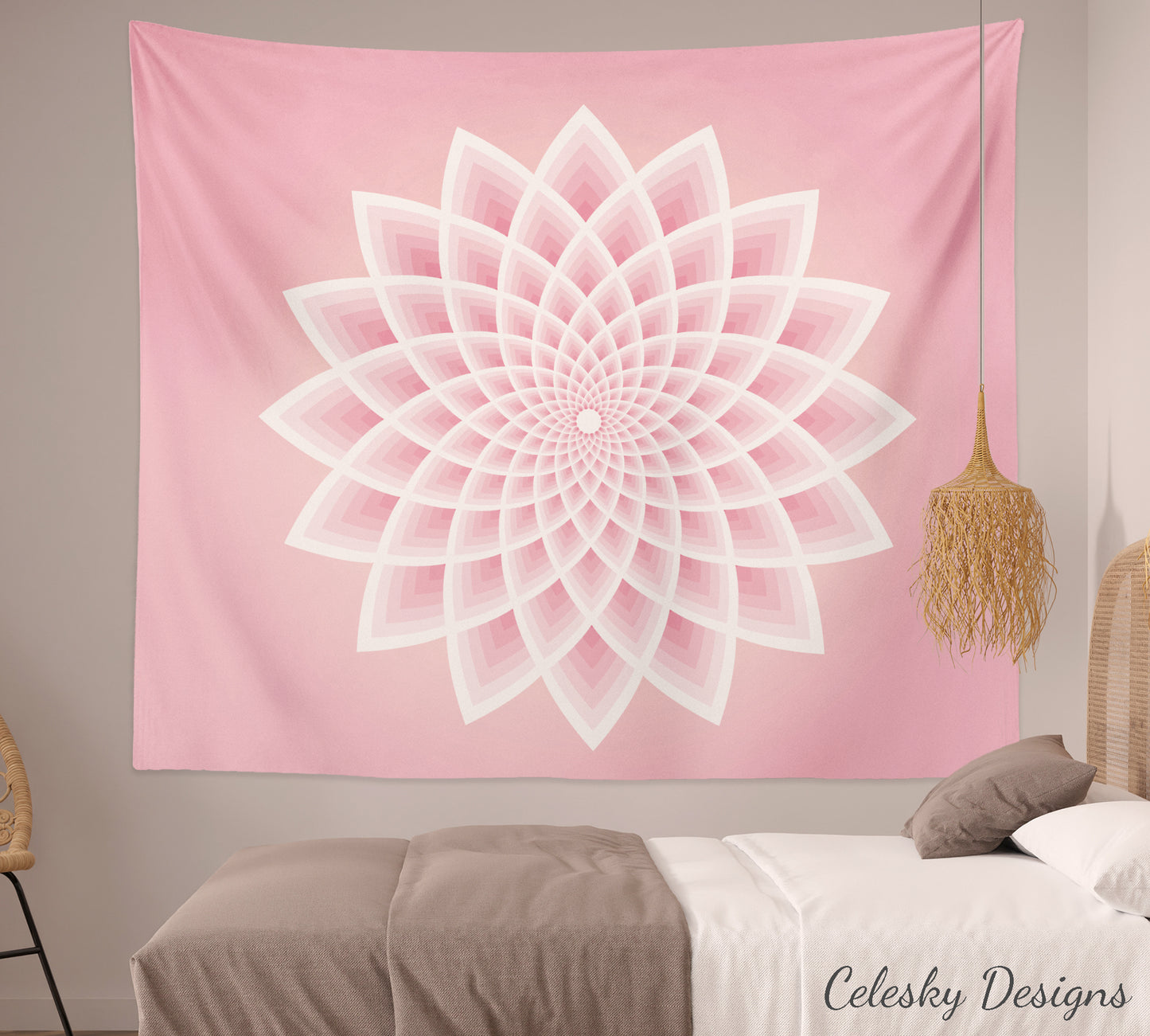 Pink Lotus Tapestry Sacred Geometry Wall Art Spiritual Tapestry Spiritual Tapestries Pink Tapestry Chakra Tapestry Lotus