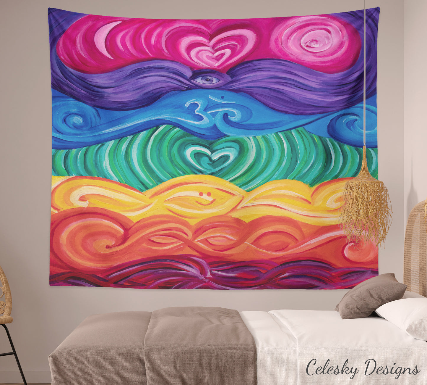 Chakra Tapestry Rainbow Tapestry Gay Spiritual Tapestries Yoga Tapestries Chakras Tapestry Artsy Unique Colorful Tapestry