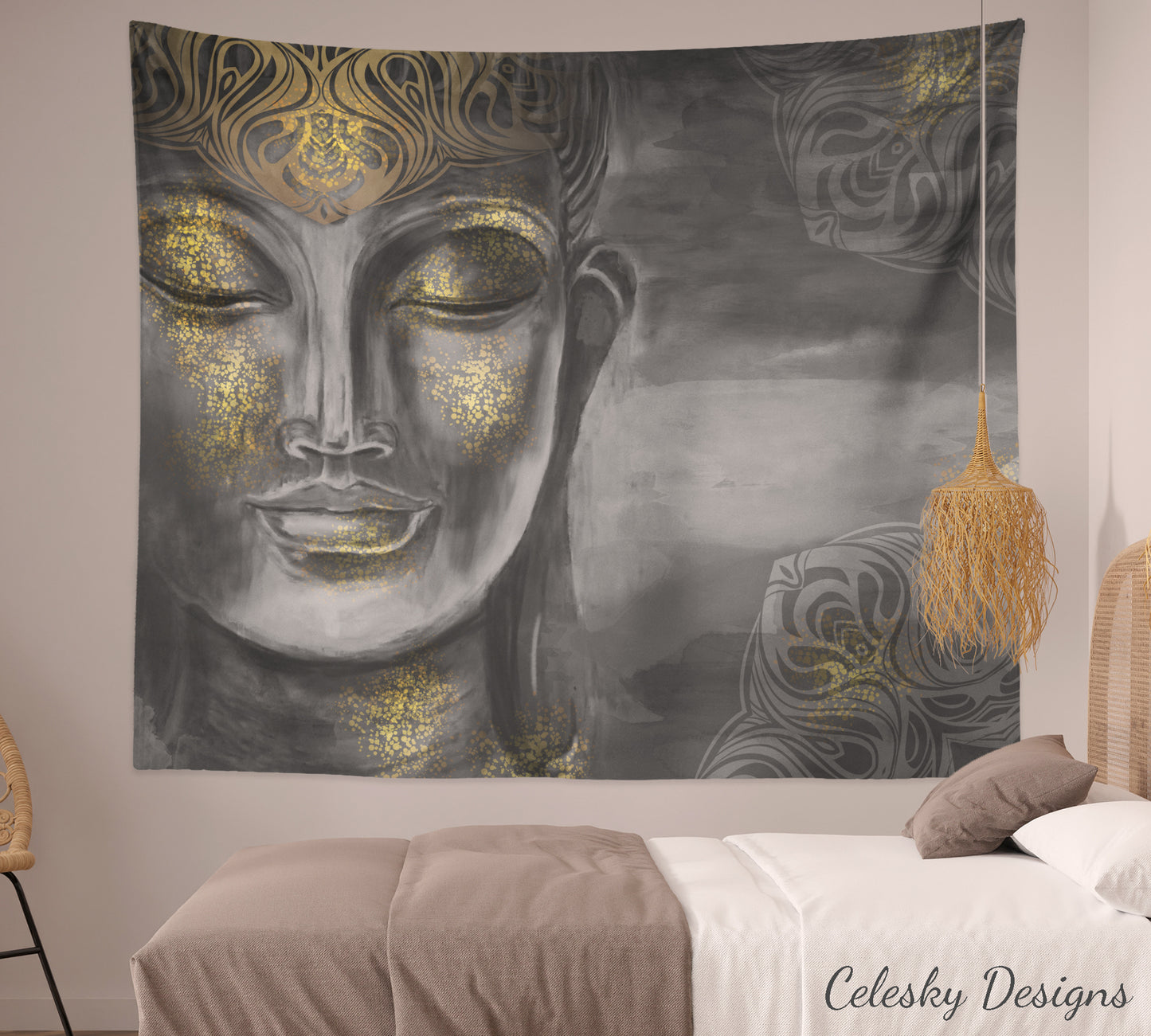 Buddha Gray Tapestry spiritual tapestry gray tapestries buddha tapestries buddhism tapestries grey tapestry buddha art spiritual art