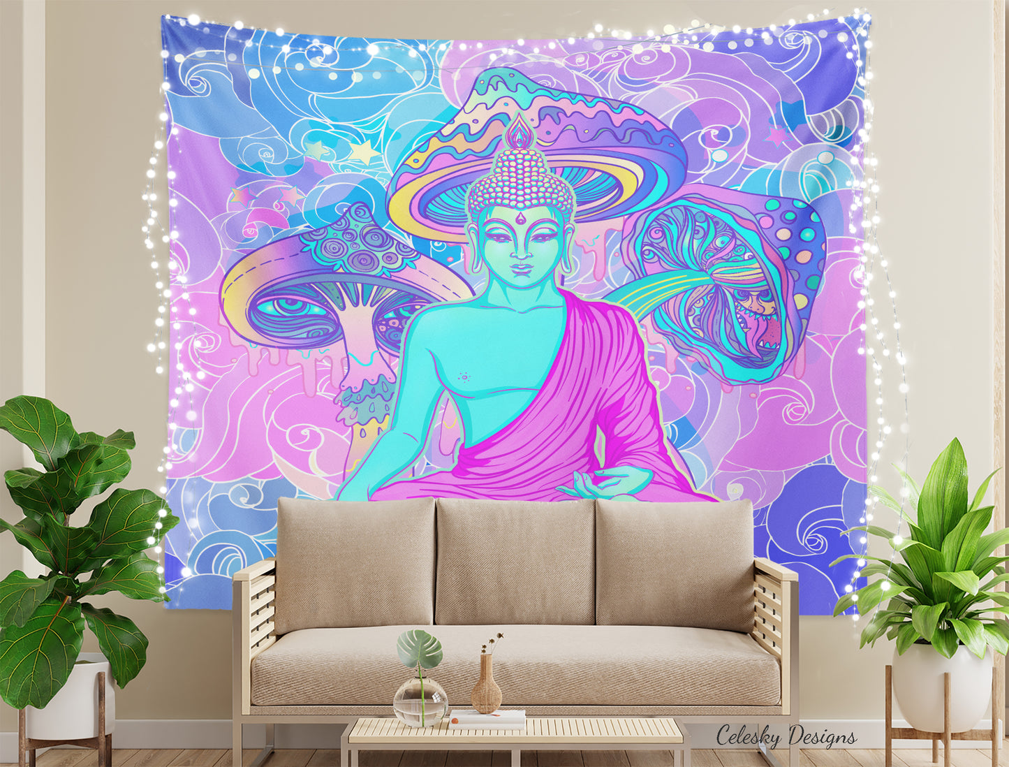 Buddha Shrooms Tapestry magic mushrooms psychedelic tapestries trippy
