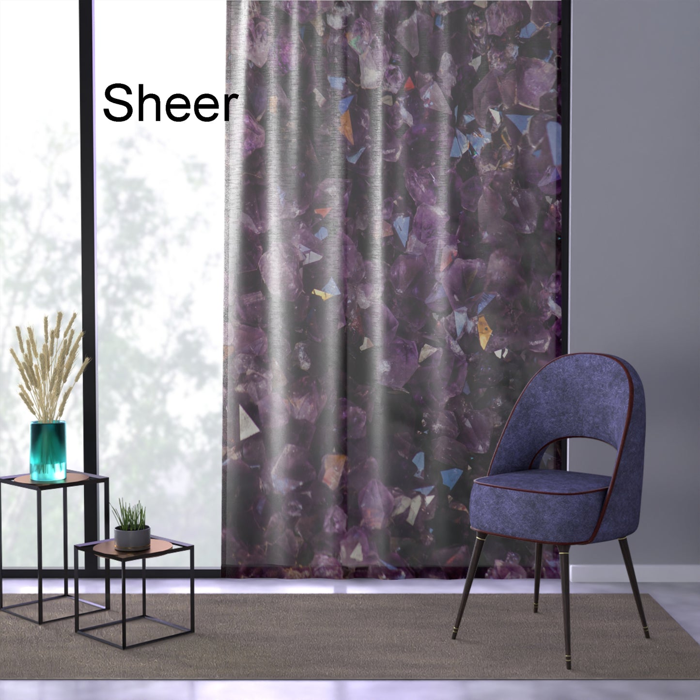 Amethyst Window Curtain Purple Drapery Curtain Panels spiritual window treatment unique curtains dark purple window curtains amethysts