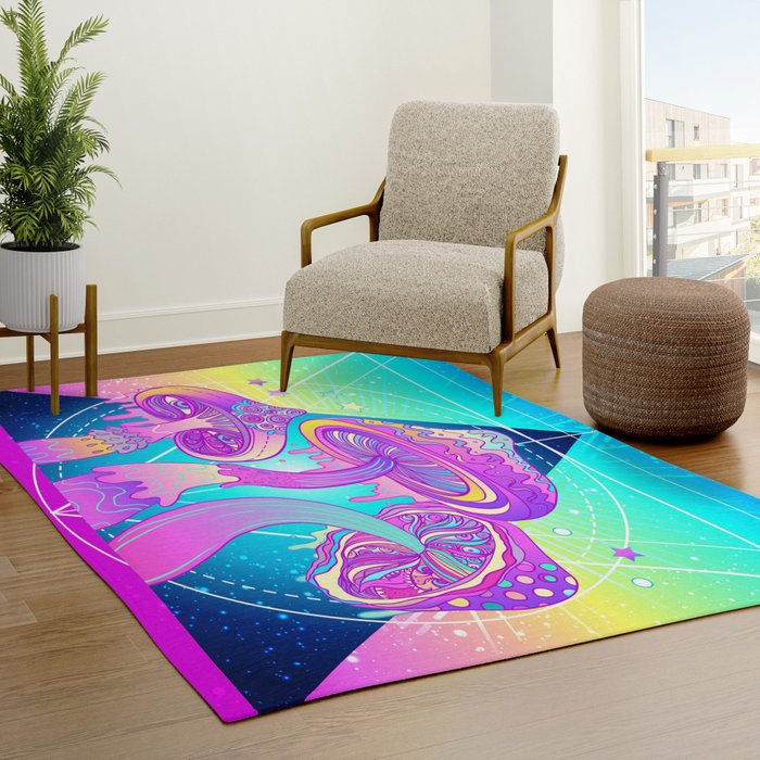 Magic Mushroom Area Rug psychedelic Rug psychadelic Rug trippy Floor Rug