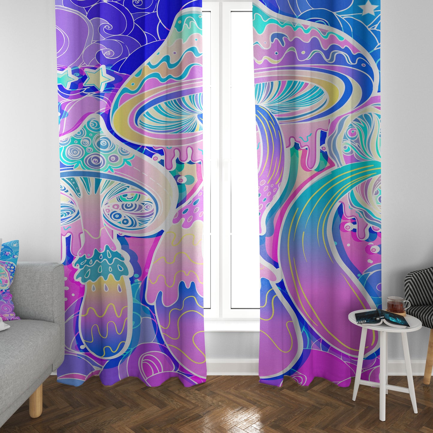 Shroom Window Curtains psychadelic Drapery Curtain Panels trippy window treatment psychedelic