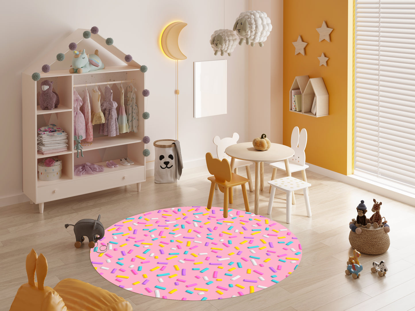 Pink Sprinkles Rug girly kids Rug 3x5 4x6 5x7 9x12 Large nursery rugs