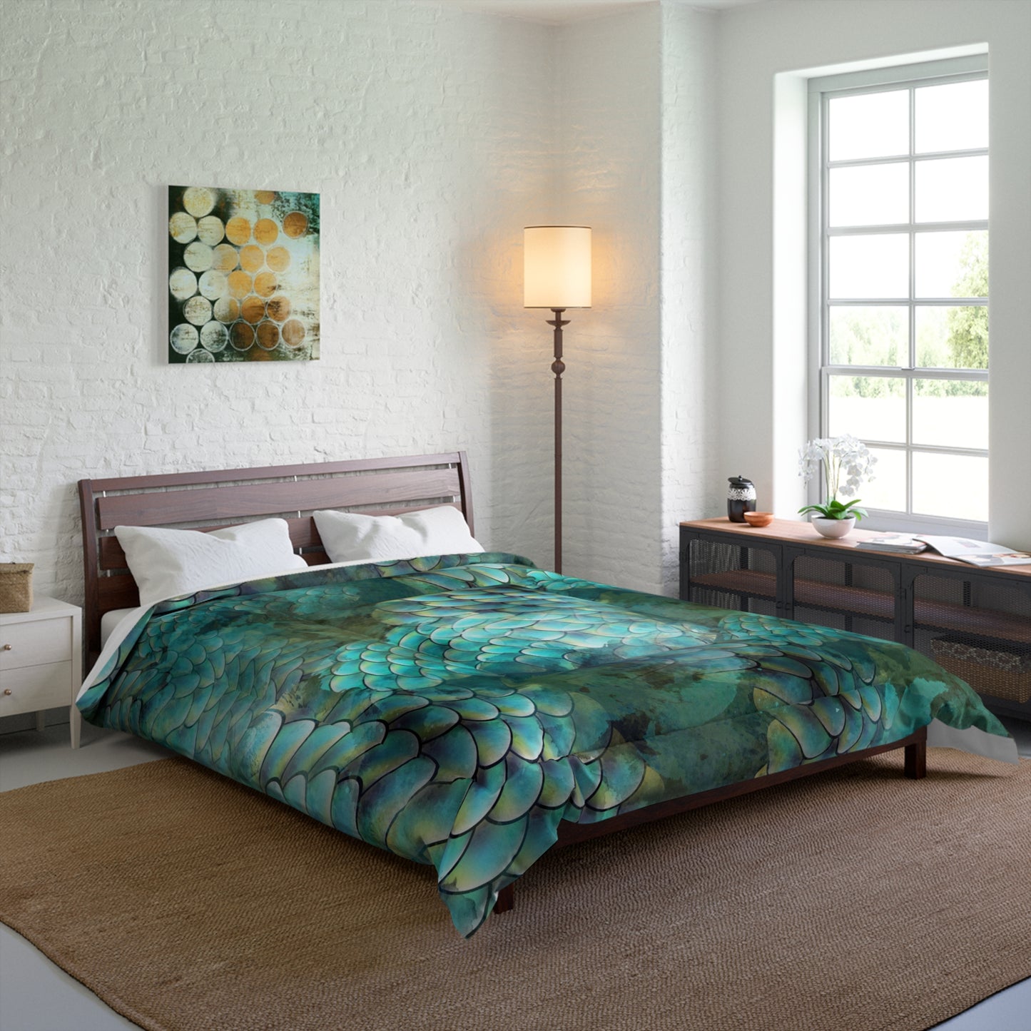 Mermaid Comforter or Duvet Cover aqua bedding ocean bedding teal comforter unique gifts mermaid duvet mermaid comforter scale bedroom