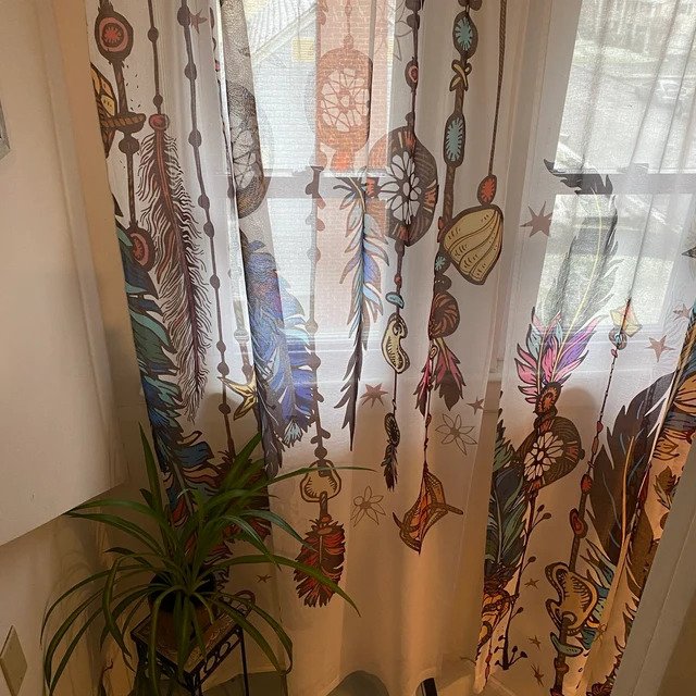 Dream Catcher Window Curtain feather Drapery dream catcher Curtain Panels boho window treatment crystals window curtains boho curtains