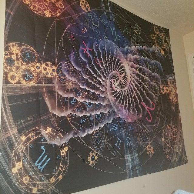 Astral Tapestry Spiritual Tapestry Zodiac Wall Hanging Sacred Geometry Tapestry Yoga Wall Decor Fibonacci Tapestry Spiritual Dorm Decor