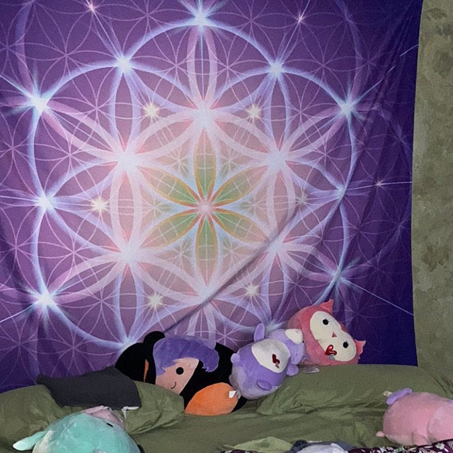 Purple Sacred Geometry Tapestry Spiritual Wall Hanging Flower Of Life Tapestries Sacred Geometry Tapestries Yoga