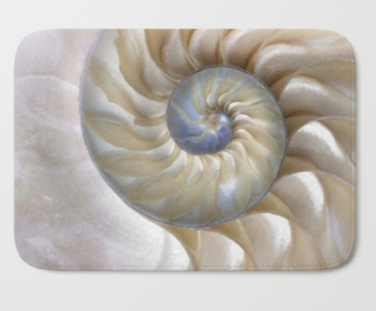 Nautilus Shell Bath Mat bathroom ocean decor beige bath mats shells bath rug off white bath mat fibonacci bath mat ocean bath mat pastel