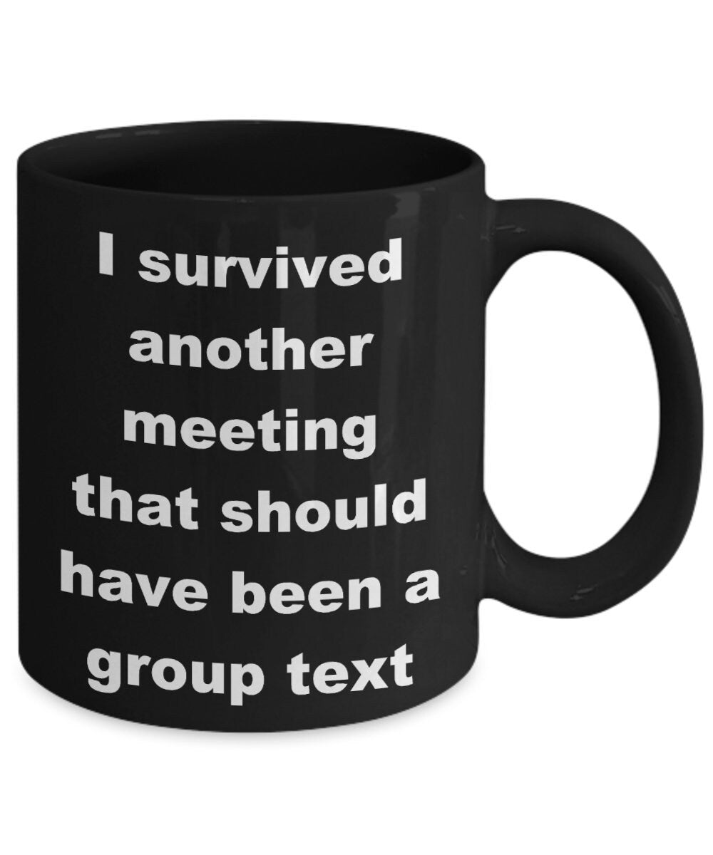 Coworker Gift I survived another meeting that should have been a group text funny coffee mug 11oz or 15oz office joke work gift cheap gifts