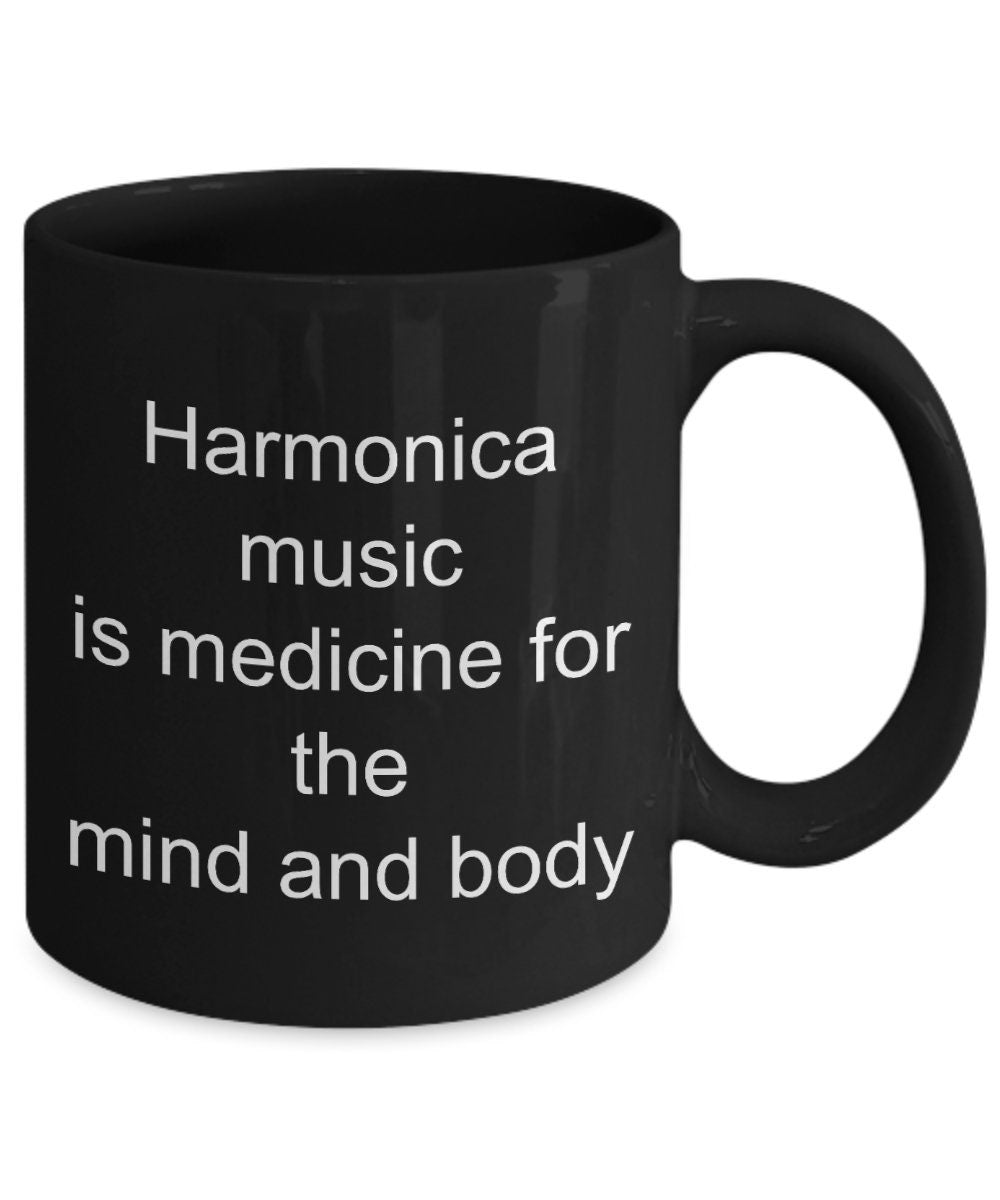 Harmonica Mug Harmonica music is medicine for the mind and body coffee mug cute mugs for harmonica players mugs cheap gift harmonica gifts