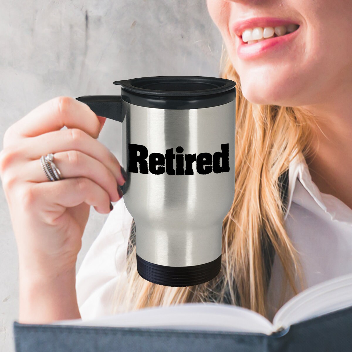 Retired Travel Mug 14oz Insulated Stainless Steel with handle Retiring Gift retired travel mug retired coffee mug cheap gift for retired