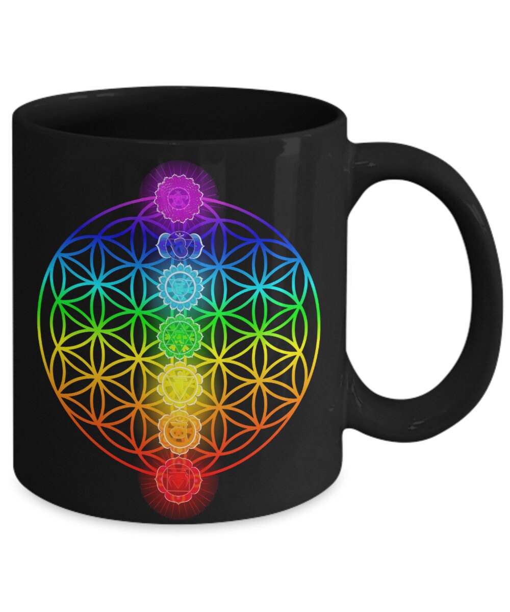 Flower of Life Mug chakra coffee mug chakras mug sacred geometry mugs yoga mug yoga gift cheap gifts chakras coffee mug spiritual