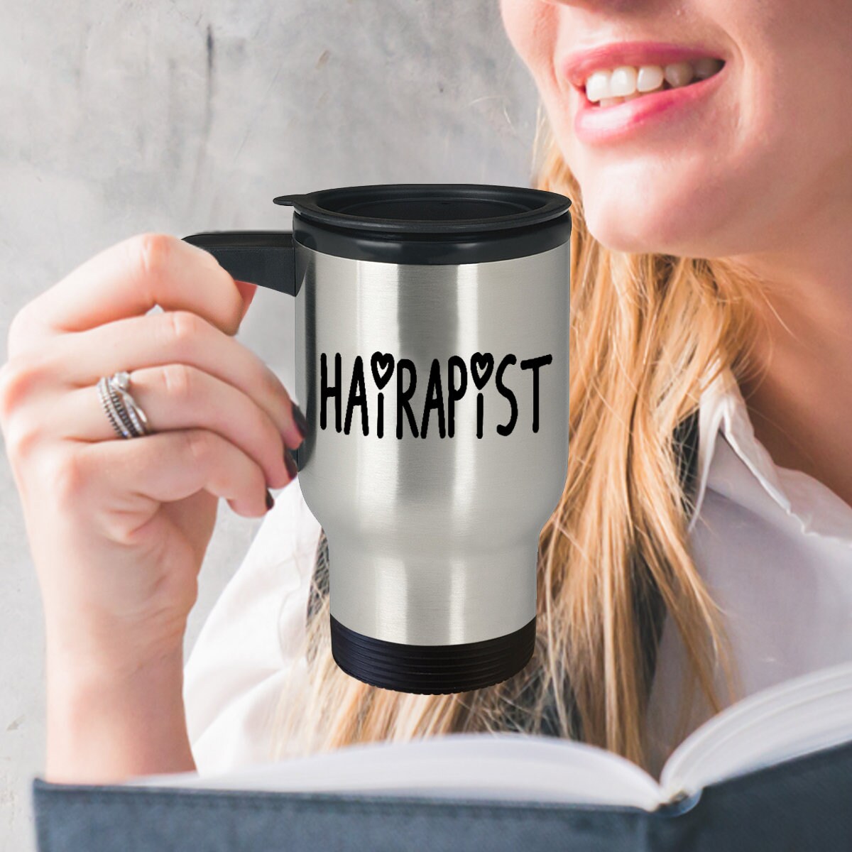 Hairapist Travel Mug: 14oz Insulated Stainless Steel Hairdresser Gift