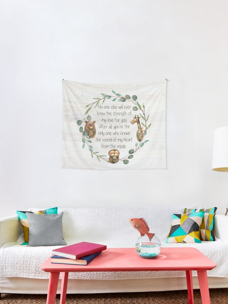 Moms Love Tapestry nursery tapestries heart beat wall hanging mom love art nursery decor baby tapestry baby wall art cute kids tapestry