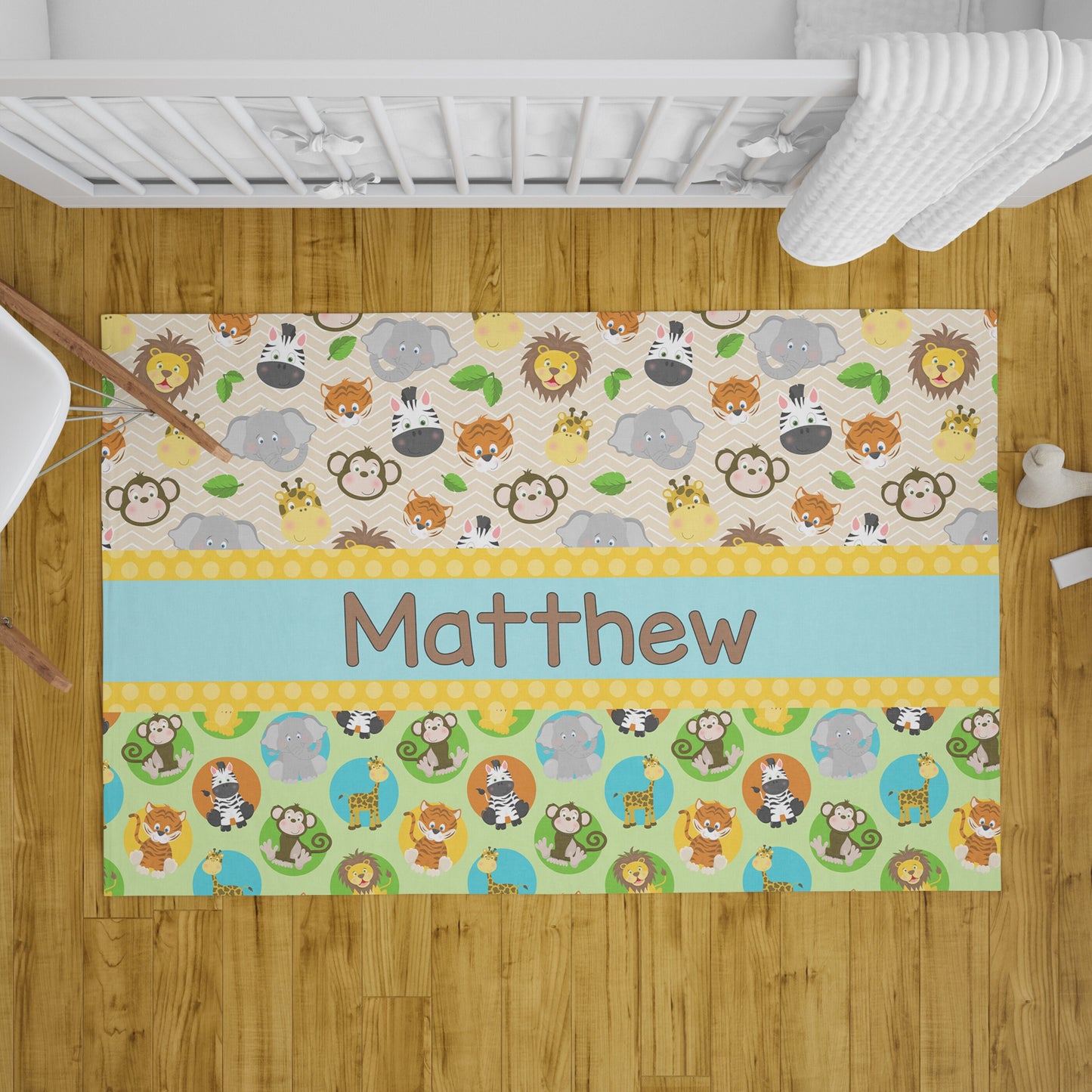 Nursery Rug Custom Name Rugs cute animals Rug kids rugs green blue personalized customized Safari Zoo animal rug