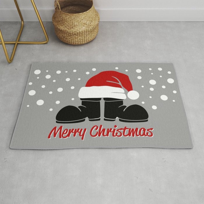 Merry Christmas Rug xmas Rug christmas Rug christmas Floor Rug gray Rugs 2x3 3x5 4x6 5x7 8x10 Large christmas rugs christmas decor xmas