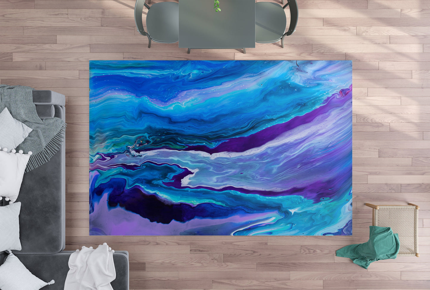 Blue Rug Colorful Rug Blue Floor Rug Blue Mat ocean rug unique Gift blue Rugs 3'x5' 4'x6' 5'x7' Large psychadelic rugs psychedelic rug sea