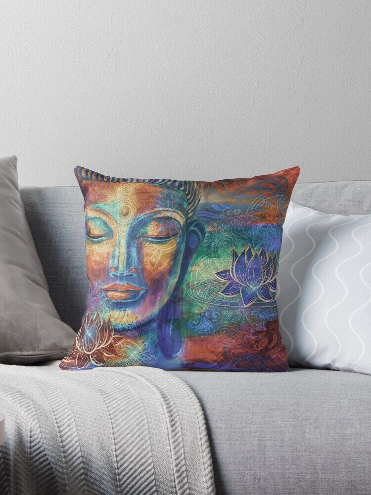 Buddha pillow buddha pillows colorful pillow spiritual pillows spiritual pillow budha pillows for couch cute buddha art