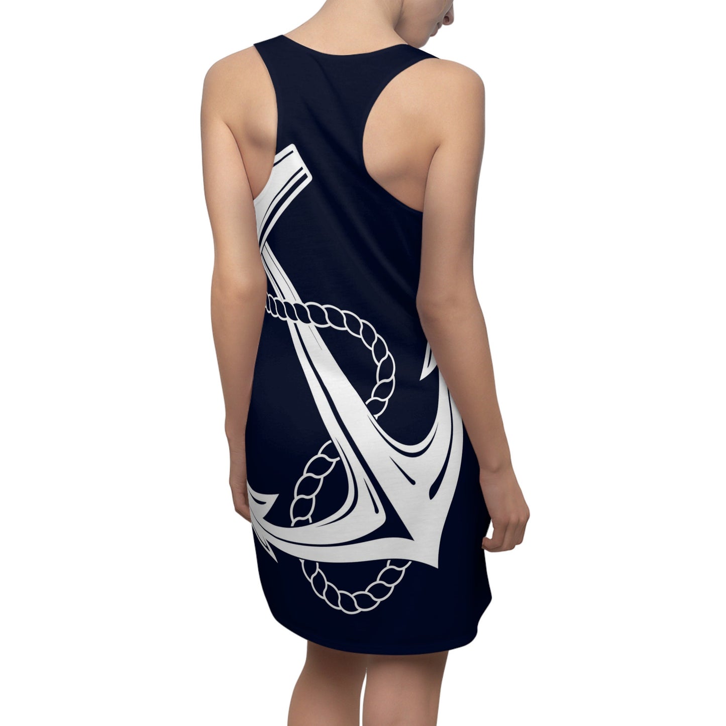 Anchor Dress navy white nautical sleeveless dress anchors summer dress boating racerback dress