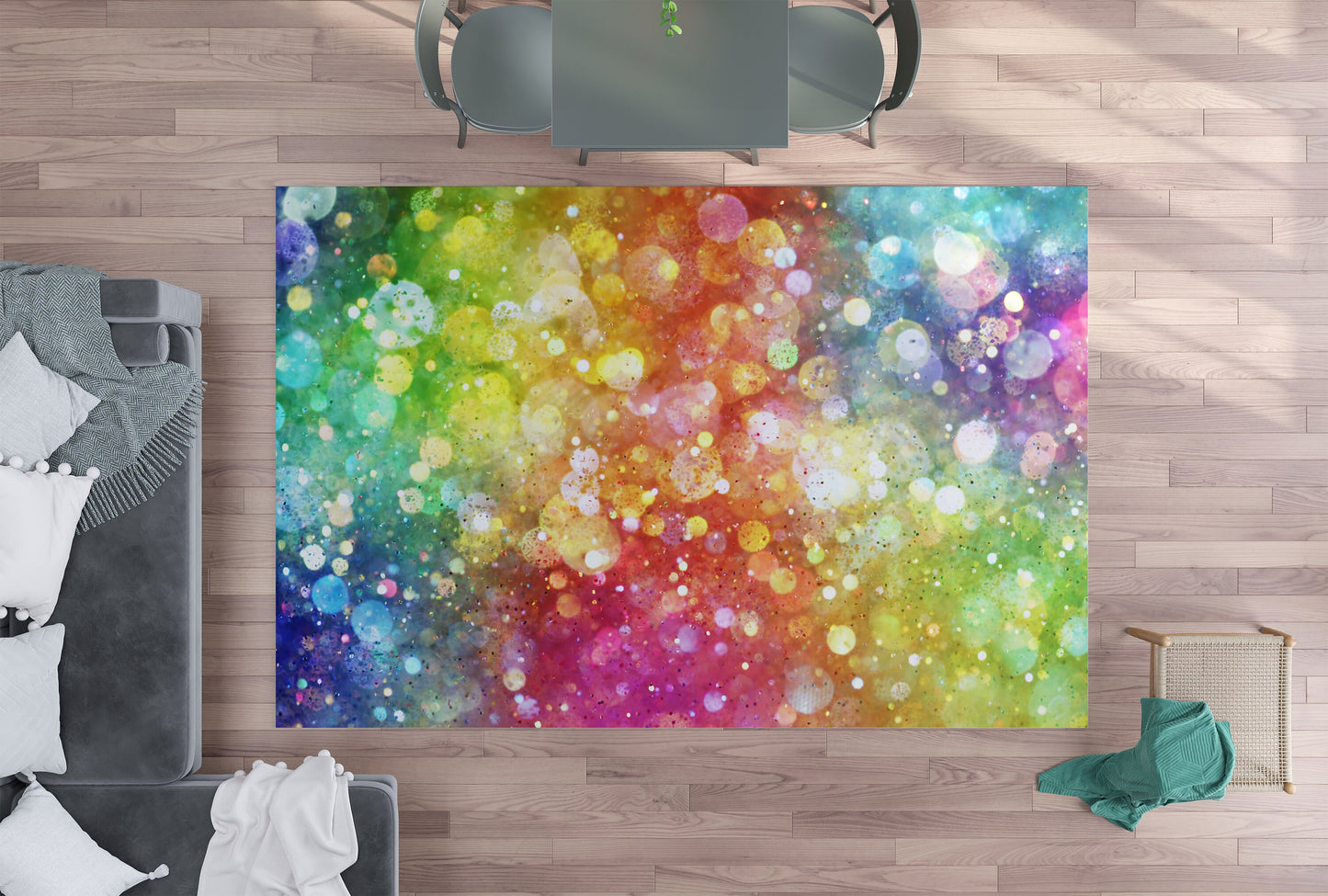 Rainbow Confetti Rug rainbow Rug rainbow Rugs girly Floor Rug childrens Rugs 3'x5' 4'x6' 8x10' Large unicorn rugs fairy decor girls
