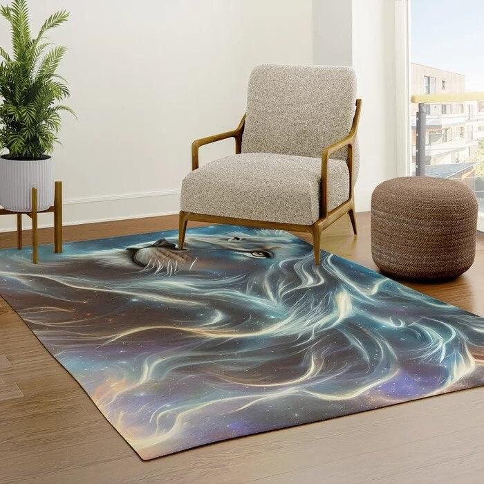 Lion Rug Lions Floor Mat Lion artwork blue rugs 2x3 4x6 5x7 8x10 large rugs