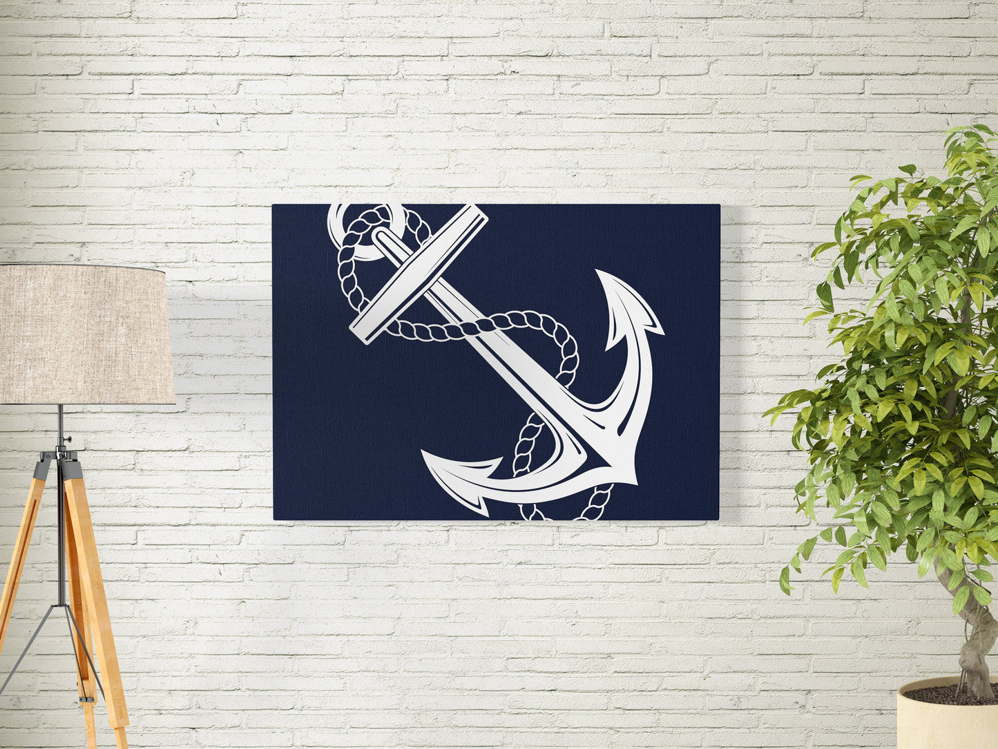 Anchor Canvas Wrap nautical boating anchors rope navy white wall art beach artwork coastal