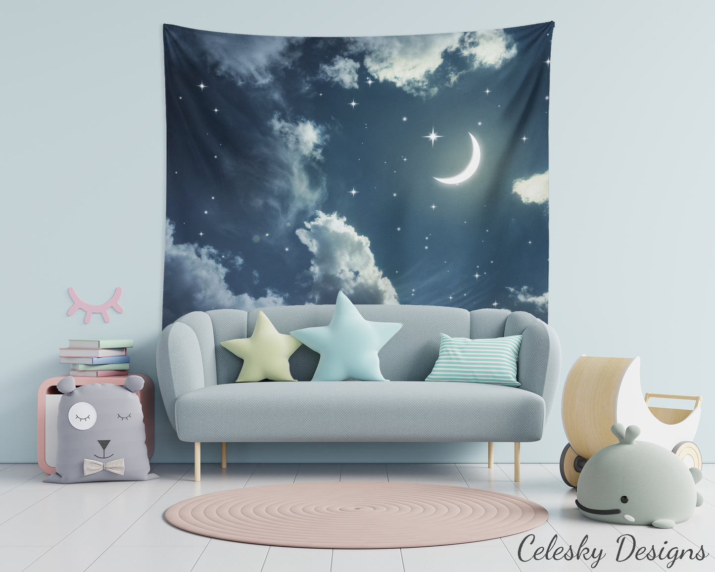 Nights Sky Tapestry Moon Wall Art Moon Tapestry Moon Tapestries Sky Tapestry Night Sky Tapestry Moon Art Clouds Tapestry