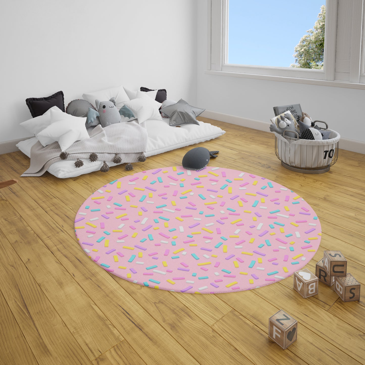 Pink Sprinkles Rug girly kids Rug 3x5 4x6 5x7 9x12 Large nursery rugs