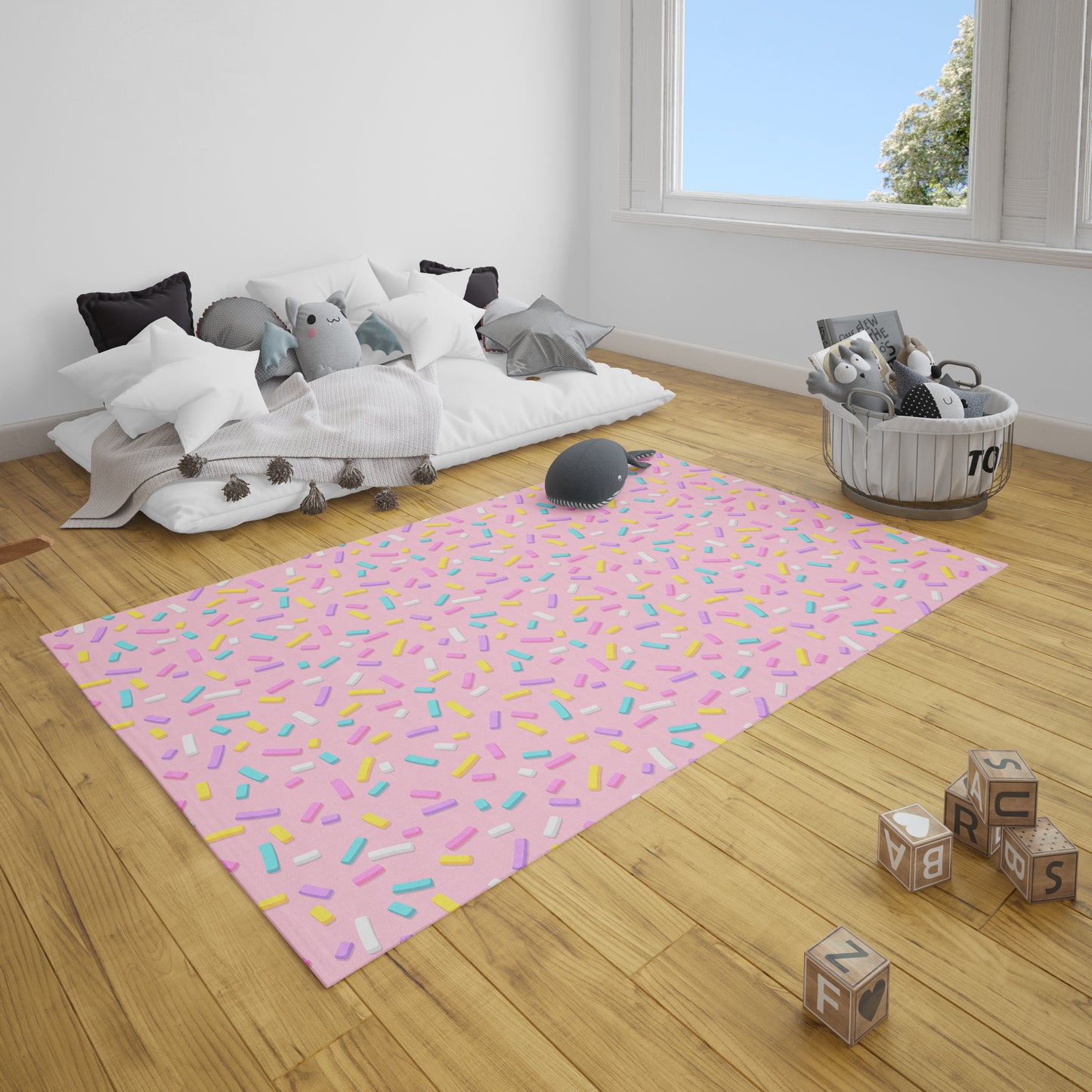 Pink Sprinkles Rug girly kids Rug 3x5 4x6 5x7 9x12 Large nursery rugs