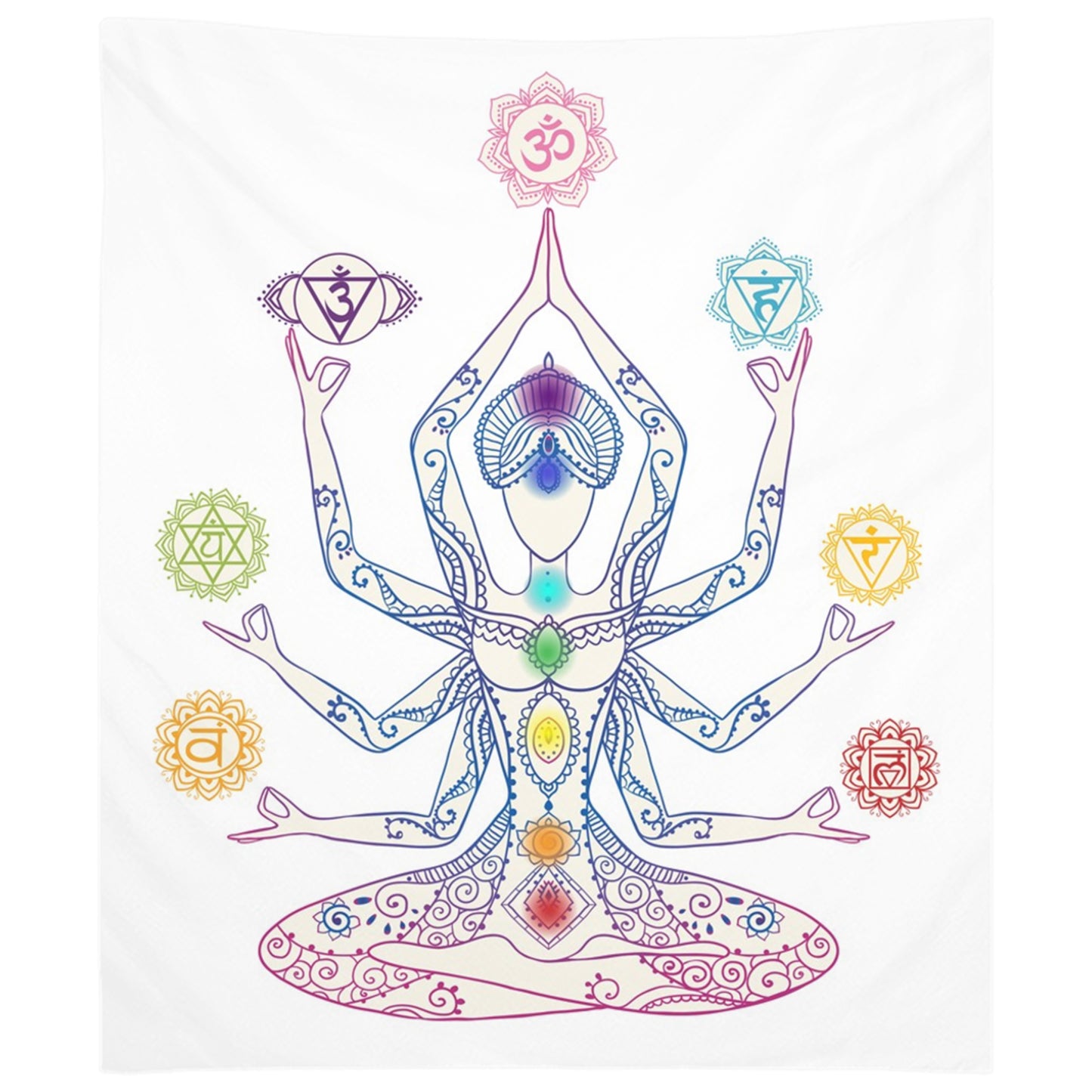 Chakra Meditation Tapestry Chakra Wall Hanging Chakras Tapestries Chakra Wall Decor Spiritual Wall Decor Chakra light blue Yoga Tapestry