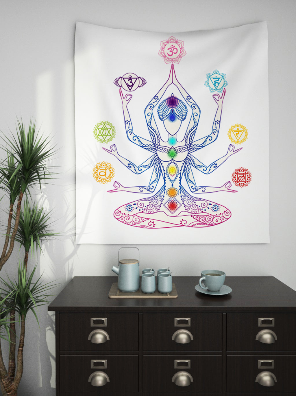 Chakra Meditation Tapestry Chakra Wall Hanging Chakras Tapestries Chakra Wall Decor Spiritual Wall Decor Chakra light blue Yoga Tapestry