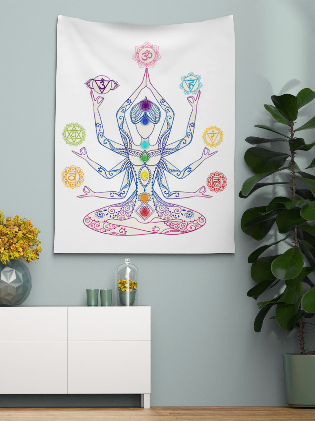 Chakra Meditation Tapestry Chakra Wall Hanging Chakras Tapestries Chakra Wall Decor Spiritual Wall Decor Chakra light blue Yoga Tapestry