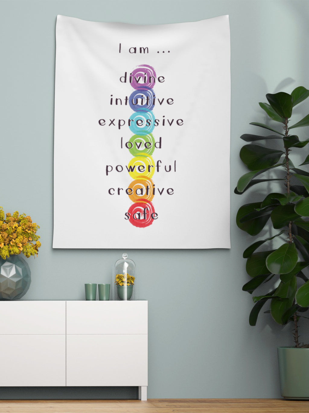 Chakra Meditation Tapestry Chakra Wall Hanging Chakras Tapestries I Am Wall Decor Chakra Words Wall Decor Chakra Cheap Gift Yoga Tapestry